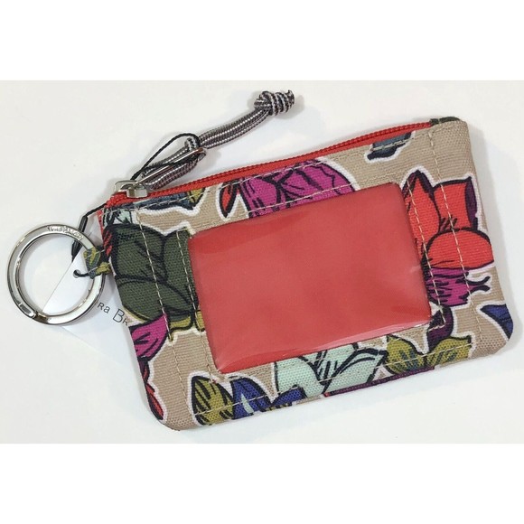 Vera Bradley Zip ID Case in Lighten Up Falling Flowers Neutral NWT - Picture 1 of 1